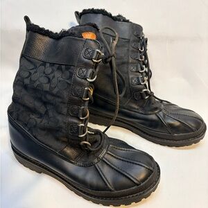 Coach Laura Black Women's Signature Lace-Up Boots